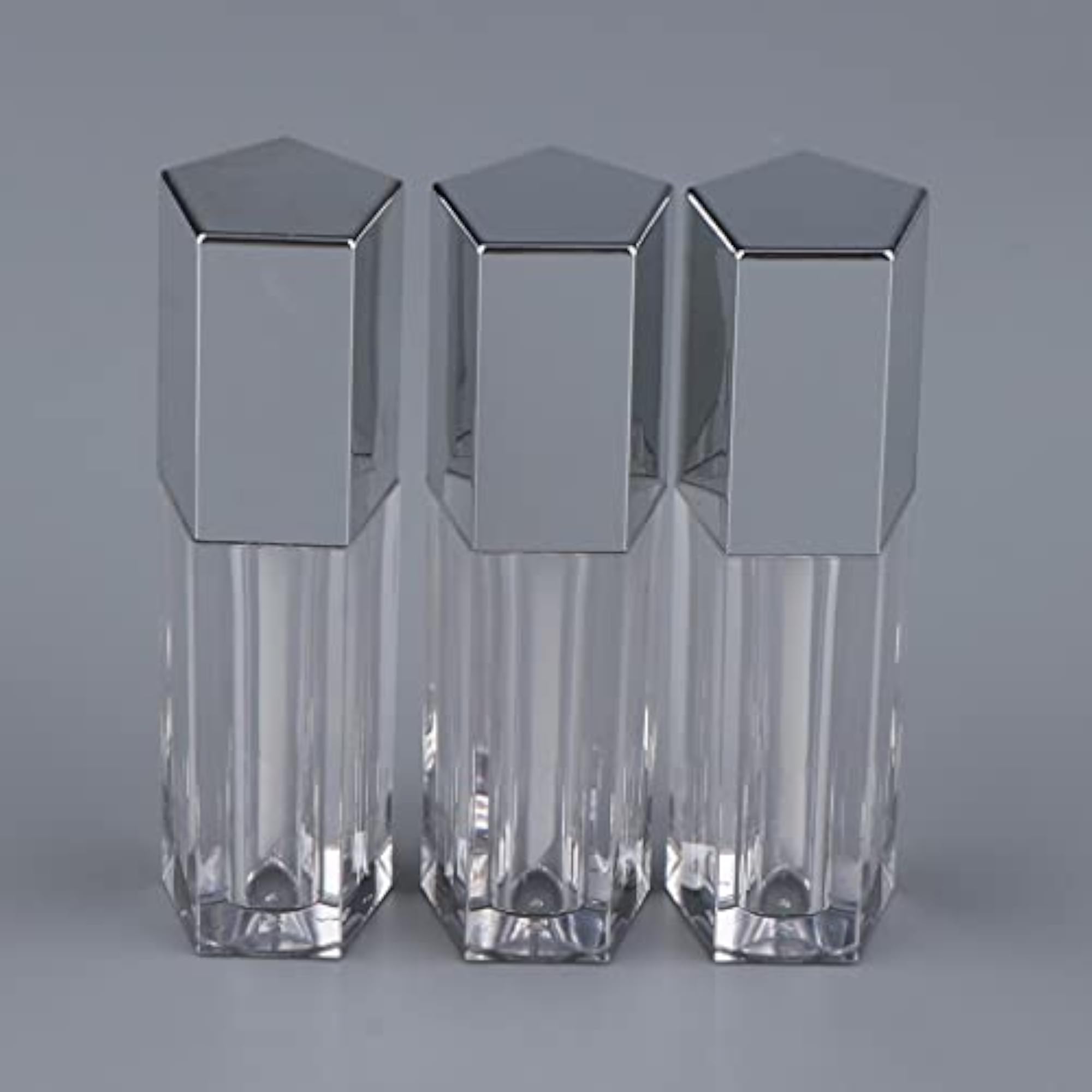 3X 5ml Empty Lip Gloss Tube, Silver Cosmetic Container